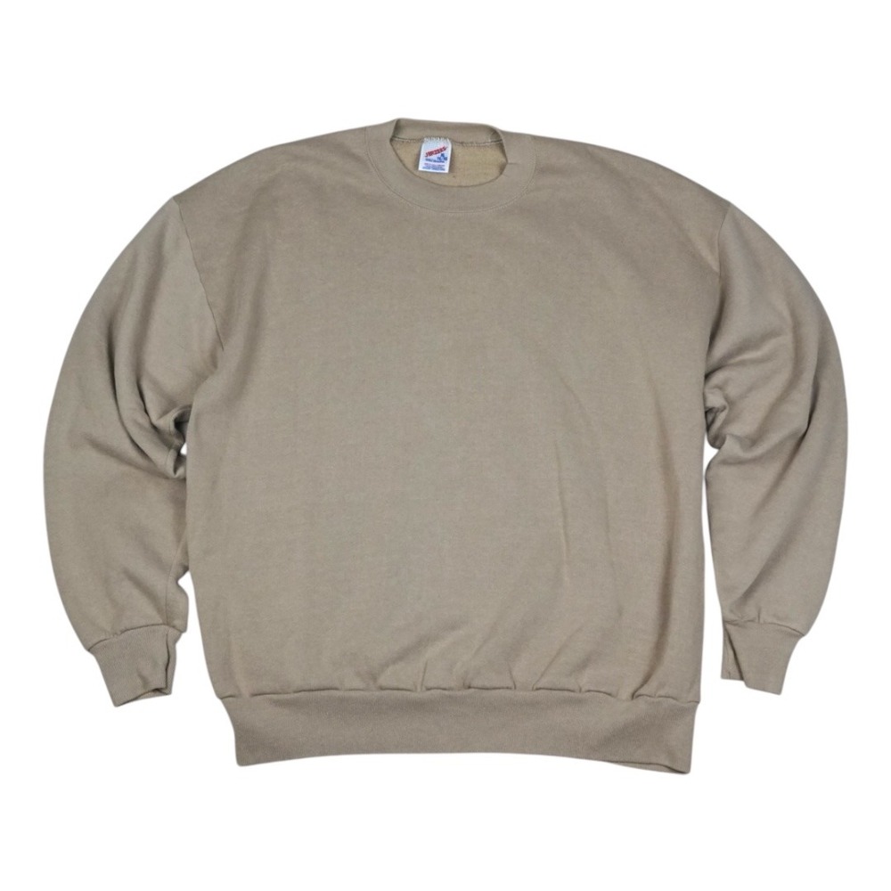 Vtg Jerzees Sweatshirt Men's XL Tan Blank‎ USA Made 80s 90s Crewneck Minimalist
